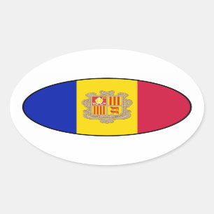 Autocollant ovale de drapeau de l'Andorre