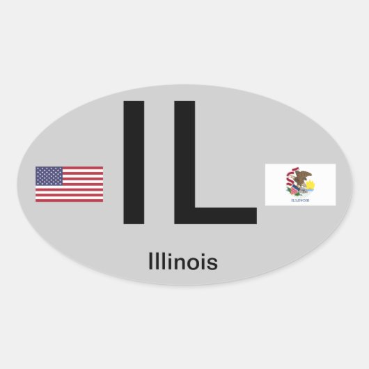 Autocollant ovale de style Euro Illinois* (Devant)
