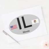 Autocollant ovale de style Euro Illinois* (Enveloppe)