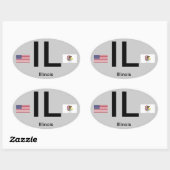 Autocollant ovale de style Euro Illinois* (Feuille)