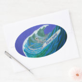 Autocollant ovale de surfeur de cour osseuse (Enveloppe)