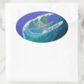 Autocollant ovale de surfeur de cour osseuse (Sac)