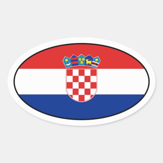 Autocollant ovale drapeau de Croatie (Devant)