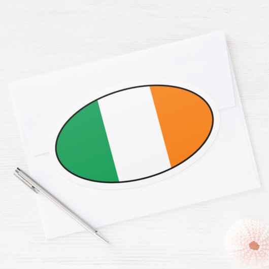 Autocollant ovale drapeau d'Irlande (Enveloppe)