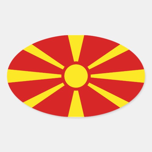 Autocollant ovale du drapeau de Macédoine (Devant)