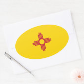 Autocollant ovale du drapeau du Nouveau-Mexique (Enveloppe)