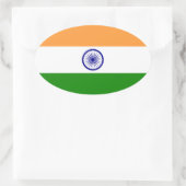 Autocollant ovale du drapeau indien (Sac)