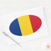 Autocollant ovale du drapeau roumain (Enveloppe)