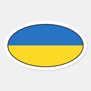 Autocollant ovale du drapeau ukrainien
