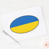 Autocollant ovale du drapeau ukrainien (Enveloppe)