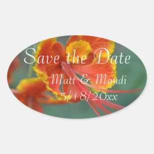 Autocollant ovale élégant motif floral "Save the D