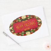 Autocollant ovale floral de Noël vibrant (Enveloppe)