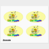 Autocollant ovale hippie (Feuille)