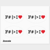autocollant ovale I Heart F# (Feuille)