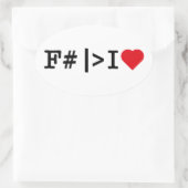 autocollant ovale I Heart F# (Sac)