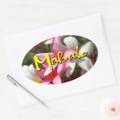 Autocollant ovale Mahalo plumeria (Enveloppe)