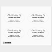 Autocollant ovale mariage noir et blanc (Feuille)