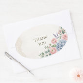 Autocollant ovale Merci Hydrangea Lavande Rose Blu (Enveloppe)