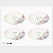 Autocollant ovale Merci Hydrangea Lavande Rose Blu (Feuille)