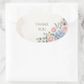 Autocollant ovale Merci Hydrangea Lavande Rose Blu (Sac)
