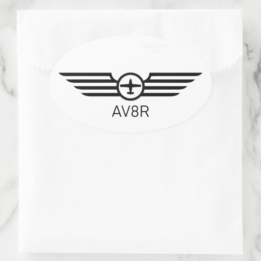Autocollant Ovale Noir AV8R Ailes à moteur unique (Sac)