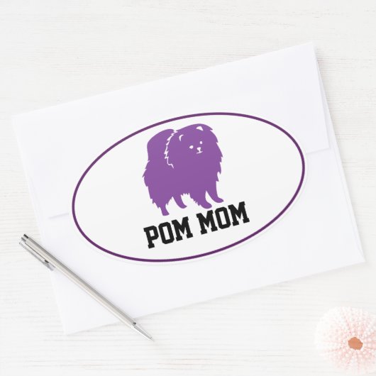 Autocollant ovale - Pom Mom (Enveloppe)