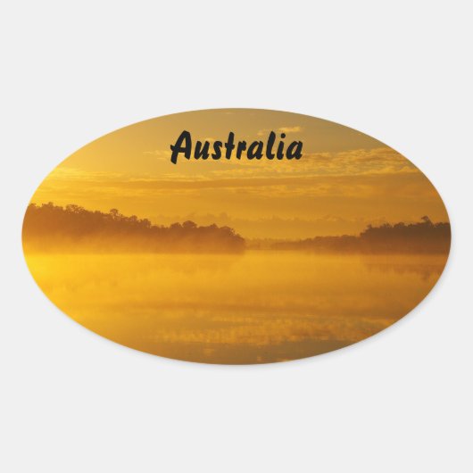 Autocollant ovale - soleil levant doré Australie (Devant)