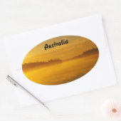 Autocollant ovale - soleil levant doré Australie (Enveloppe)