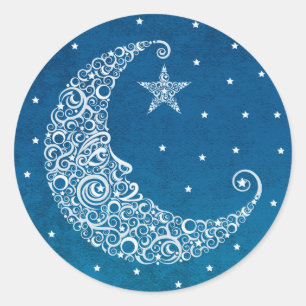 Autocollant Over the Moon - Bleu