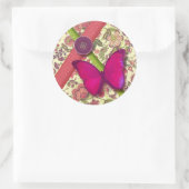 autocollant papillon liberty pois rose vert chic (Sac)