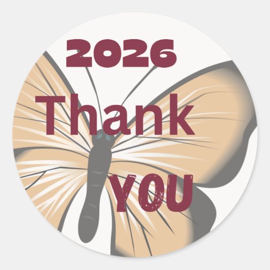Autocollant Papillon Merci 2026 (Devant)