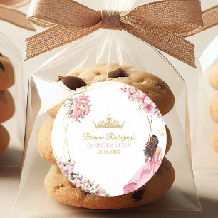 Autocollant Papillons Floraux Diadème Doré Rose Fa
