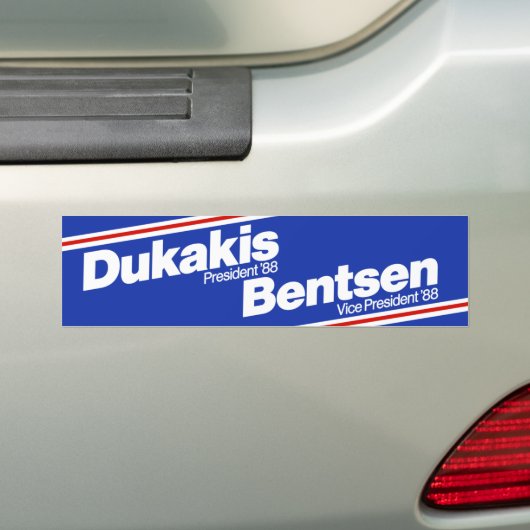 Autocollant pare-chocs Dukakis 1988 (En voiture)