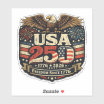 Autocollant patriotique USA 250 Bald Eagle 1776-20