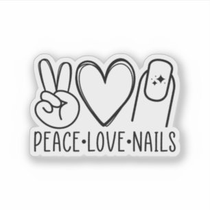 Autocollant Peace Love Nails : Cadeau pour l'artis
