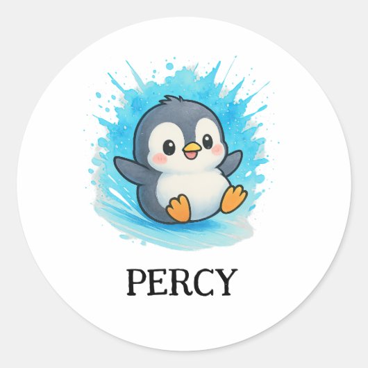 Autocollant Percy le Manchot – Étiquette de nom d' (Devant)