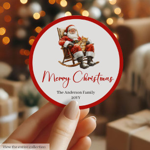 Autocollant Père Noël rustique pour étiquettes de
