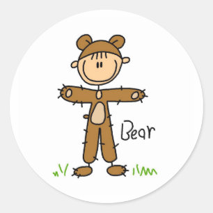 Autocollant Personnage Bâton en Tenue d'Ours