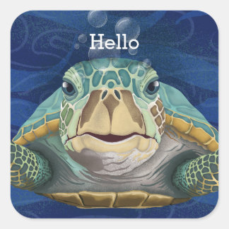 Autocollant personnalisable Hello Turtle