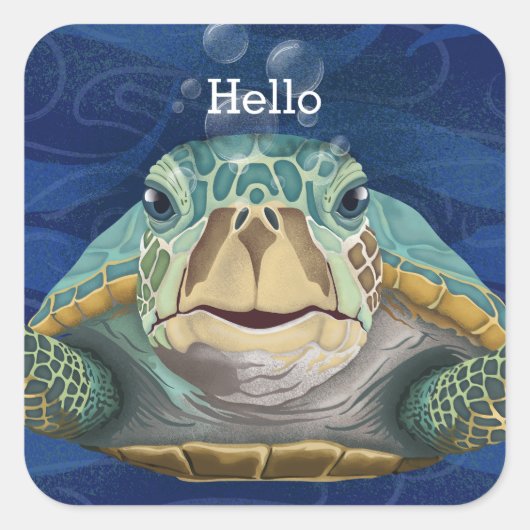 Autocollant personnalisable Hello Turtle (Devant)