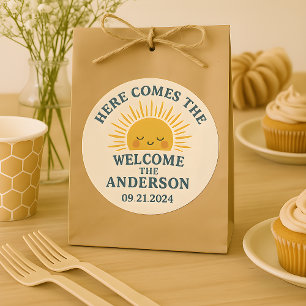 Autocollant personnalisable pour Baby Shower Rétro