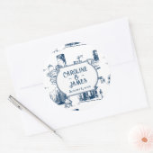 Autocollant personnalisé 3" Mariage Toile Navy Bos (Enveloppe)