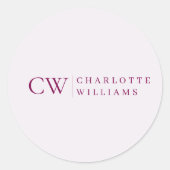 Autocollant personnalisé avec monogramme et nom en (Devant)