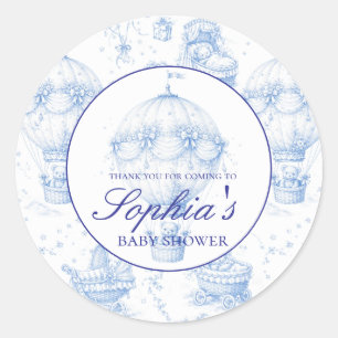 Autocollant personnalisé Baby Shower Toile de Jouy
