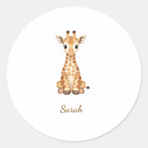 Autocollant personnalisé de girafeau mignon à l'aq