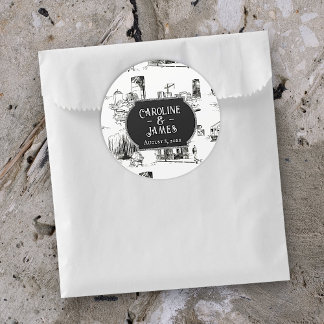 Autocollant personnalisé de mariage Toile de Bosto