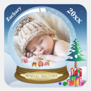 Autocollant personnalisé de Noël de photo de glo