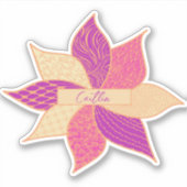 Autocollant personnalisé de nom de fleur heureux (Devant)