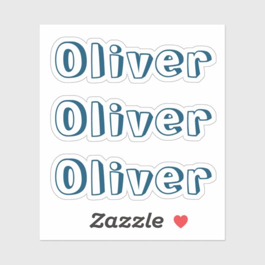 Autocollant personnalisé de nom pour enfants bleu  (Feuille)