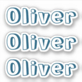 Autocollant personnalisé de nom pour enfants bleu  (Devant)